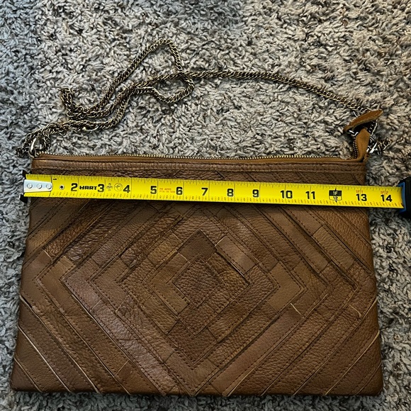 Culture Riot brown crossbody purse with diamond-shaped patchwork detailing‎ - Picture 7 of 8